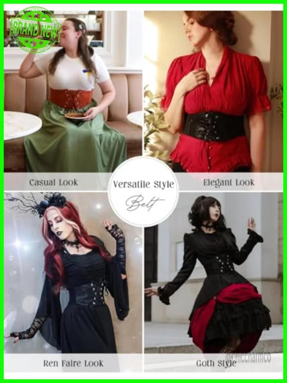 Wide Faux Leather Corset Cinch Belt with Lace-Up and Press Button